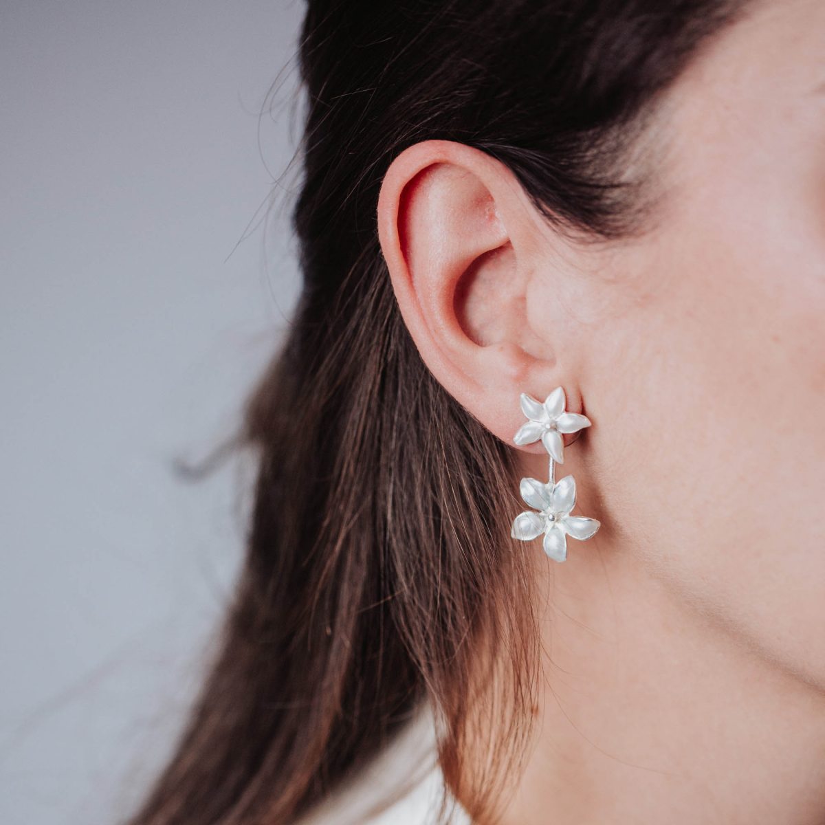 Pendientes Jazmín doble Nácar - Imagen 4