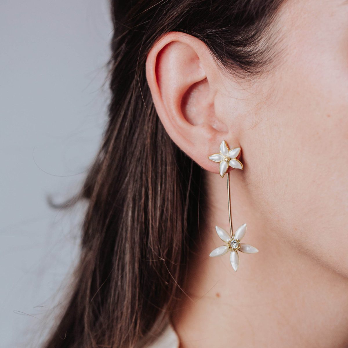 Pendientes Jazmín Star Nácar - Imagen 2