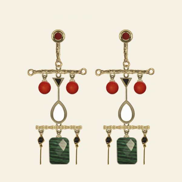 Pendientes Malaquita y Coral